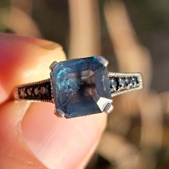 Designer SIRI USA 925 sterling silver asher cut topaz prong set with pave set da - Picture 8 of 16